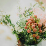 Bouquet of small red flowers.